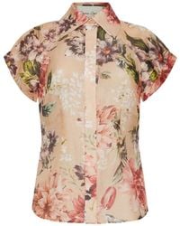 Cara Cara - Standout Puffed-Sleeve Floral-Print Top - Lyst