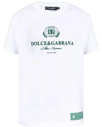 Dolce & Gabbana - T-Shirt aus Baumwoll-Jersey mit Logoflockdruck - Lyst