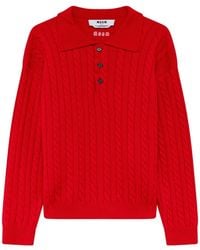 MSGM - Cable-Knit Polo Shirt - Lyst