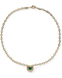 Azlee - Collier À Pendentif En Émeraude - Lyst
