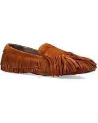 AllSaints - Sandy Fringed Suede Loafers - Lyst