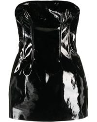 LAQUAN SMITH - Strapless Patent Leather Mini Dress - Lyst
