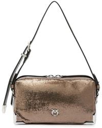 Pinko - Love Birds Snakeskin-Effect Shoulder Bag - Lyst