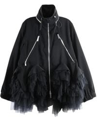 Noir Kei Ninomiya - Ruffled Tulle-Trim Jacket - Lyst