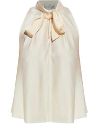 forte_forte - Heavy Stretch Silk Satin Bow-Tie Top - Lyst