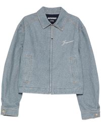 Jacquemus - Denim Jack Met Geborduurd Logo En Rits - Lyst