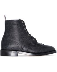 Thom Browne - Pebbled Leather Wingtip Boots - Lyst
