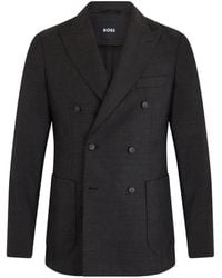 BOSS - Double-Breasted Textured Blazer - Lyst