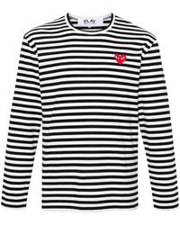 COMME DES GARÇONS PLAY - Logo Striped Cotton T-Shirt - Lyst