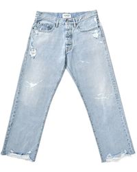 CYCLE - Distressed Straight-Leg Jeans - Lyst