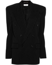 Saint Laurent - Double-Breasted Pinstripe Blazer - Lyst