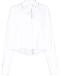 Genny - Embellished-Trim Cropped Shirt - Lyst