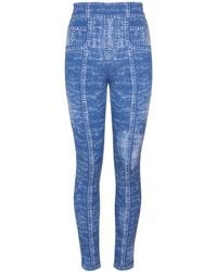 Balmain - ブルー デニムエフェクト ニット レギンス - Lyst