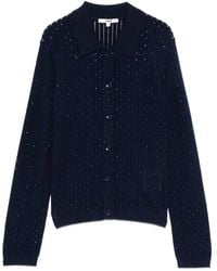 Maje - Pointelle-Knit Rhinestone-Embellished Cardigan - Lyst