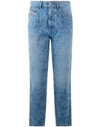 DIESEL - Jean Droit À Motif Monogrammé - Lyst