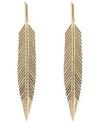 CADAR - 18Kt Rose Large Feather Drop Earrings - Lyst