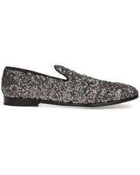 Dolce & Gabbana - Sequin-embellished Leather Slippers - Lyst