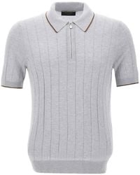 Gran Sasso - Ribbed-Knit Silk Polo Shirt - Lyst