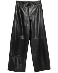 P.A.R.O.S.H. - Leather Wide-Leg Trousers - Lyst