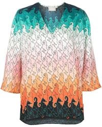 Mary Katrantzou - Pathos Geometric-Print Silk Blouse - Lyst