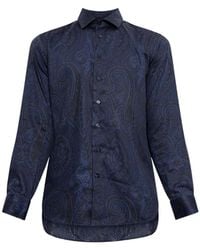 Etro - Hemd Aus Baumwoll-Satin Mit Arnica-Motiv - Lyst