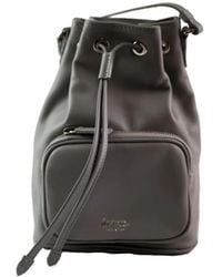 LA ROSE - Drawstring Zip Leather Bucket Bag - Lyst