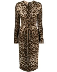 Dolce & Gabbana Jurk Met Luipaardprint - Naturel