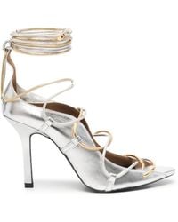 Patrizia Pepe - Laminated Lace-Up Sandals - Lyst