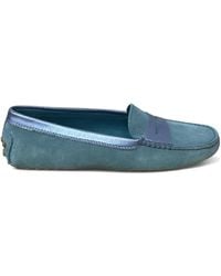 Tod's - Gommino Metallic-Trim Suede Loafers - Lyst