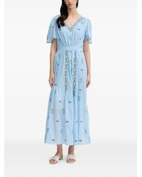 La Petite Francaise - Rachele Embroidered V-Neck Maxi Dress - Lyst