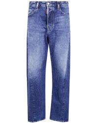 DSquared² - Checked-Pocket Wide-Leg Jeans - Lyst