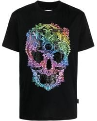 Philipp Plein - T-Shirt mit strassverziertem Totenkopf - Lyst