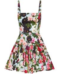 Oscar de la Renta - Hollyhocks Floral-print Minidress - Lyst