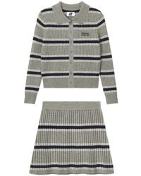 Izzue - Cable-Knit Striped Cardigan And Mini Skirt Set - Lyst