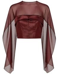 Alberta Ferretti - Sheer-Panel Corset Blouse - Lyst