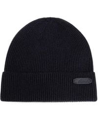 Brioni - Logo-Patch Ribbed-Knit Beanie Hat - Lyst