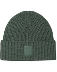 C.P. Company - Gerippte Beanie Mit Logo-Patch - Lyst