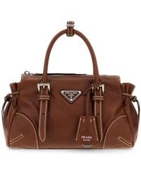Prada - Small Karin Buckled Leather Tote Bag - Lyst