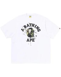 A Bathing Ape - Camouflage-Print Logo-Print T-Shirt - Lyst