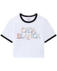 CASABLANCA - Cropped T-Shirt With Logo - Lyst