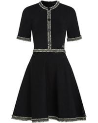 Karl Lagerfeld - Vestido de punto con ribete de bouclé - Lyst