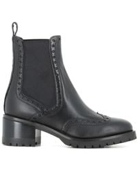 Santoni - 45Mm Brogue Chelsea Boots - Lyst