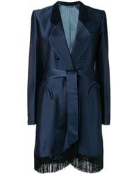 Manteau Manteau À Manteau Bords Bleu À Bleu Frangés À Frangés Bords Bords XTPZiwOkul