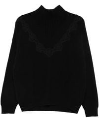 ERMANNO FIRENZE - Lace-Trim Ribbed-Knit Sweater - Lyst