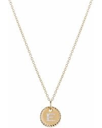 David Yurman - 18Kt E Initial Charm Diamond Necklace - Lyst