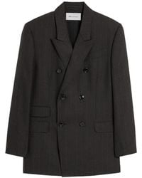 Ami Paris - Double-Breasted Striped Wool Blazer - Lyst