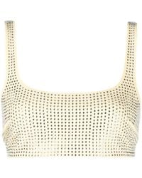 Patrizia Pepe - Crystal Embellished Crop Tank Top - Lyst