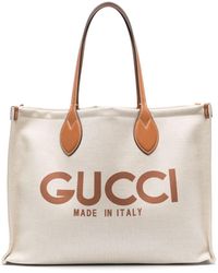 Gucci - Logo Print Tote Bag - Lyst