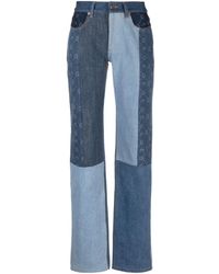 Marine Serre - Jeans dritti con design patchwork - Lyst