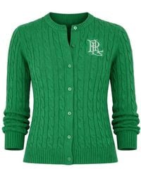 Ralph Lauren - Cable Knit Button Cardigan - Lyst